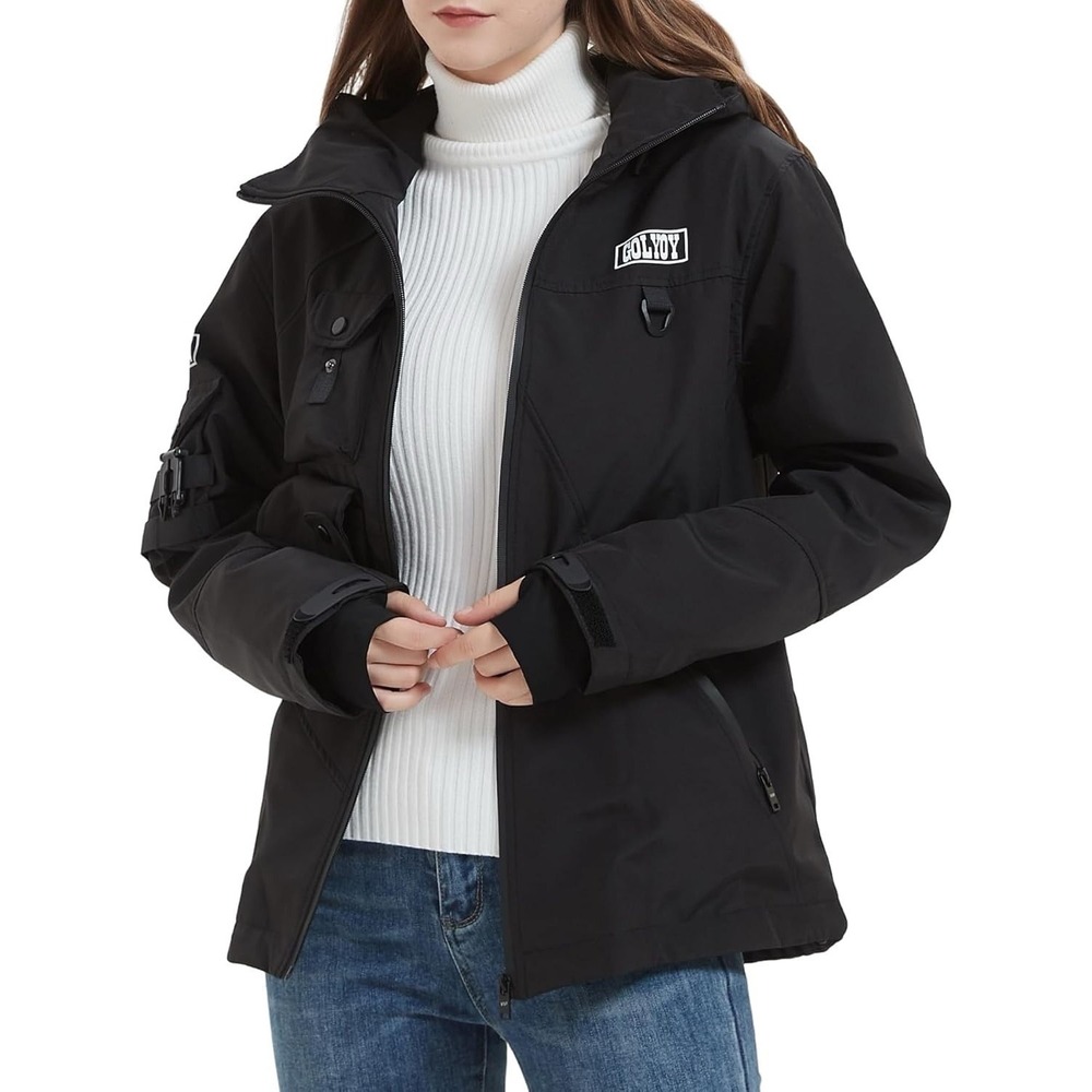 GOLYOY Bomber Jacket Womens Medium Streetwear Windbreaker Multi-Pocket Zip NEW - Picture 1 of 5